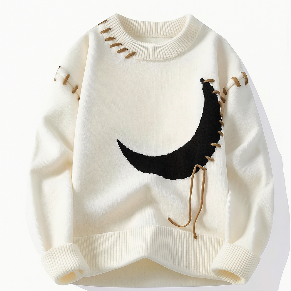 BrazilPrints Crescent Knit Sweater – Lunar-Inspired Cozy Classic
